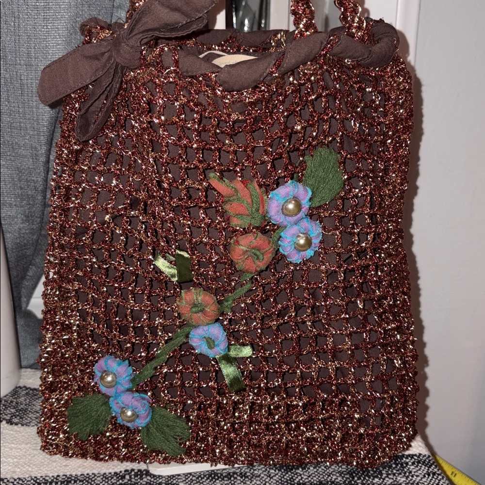 J . Jill designs Handcrafted Brown Floral Women Bag